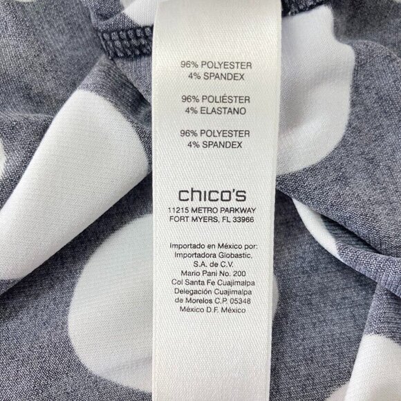 Chico's Black And White Short Sleeve Polka Dot Top XL - Picture 4 of 5